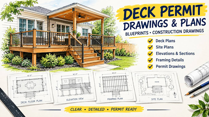 create deck permit, blueprint and construction drawings