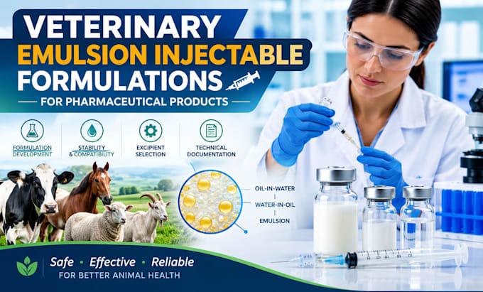 develop veterinary emulsion injectable formulations for pharmaceutical products