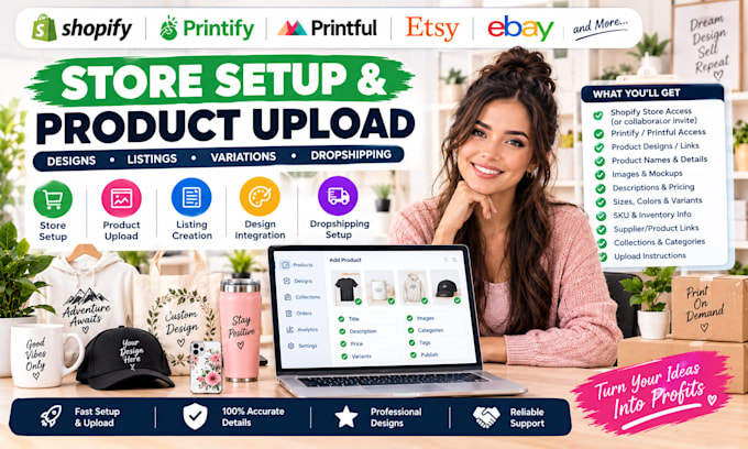 shopify pod dropshipping product upload printify printful integration setup