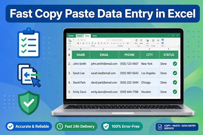 do accurate data entry, copy paste and typing work