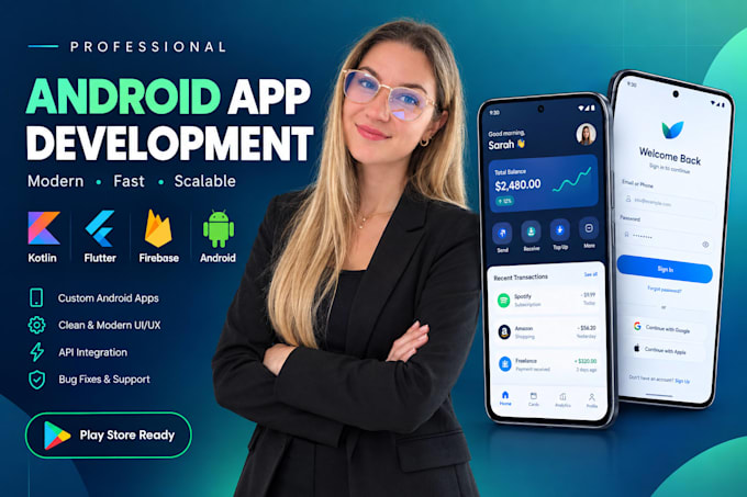 be your android app developer, app creation, flutter app, mobile app development