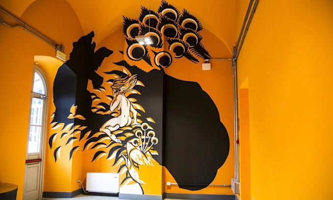 design custom 3d anamorphic graffiti mural, optical illusion wall art