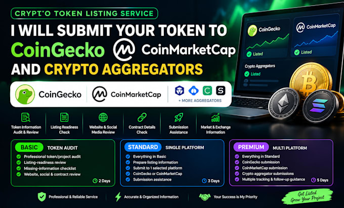 submit your token to coingecko coinmarketcap and crypto aggregators