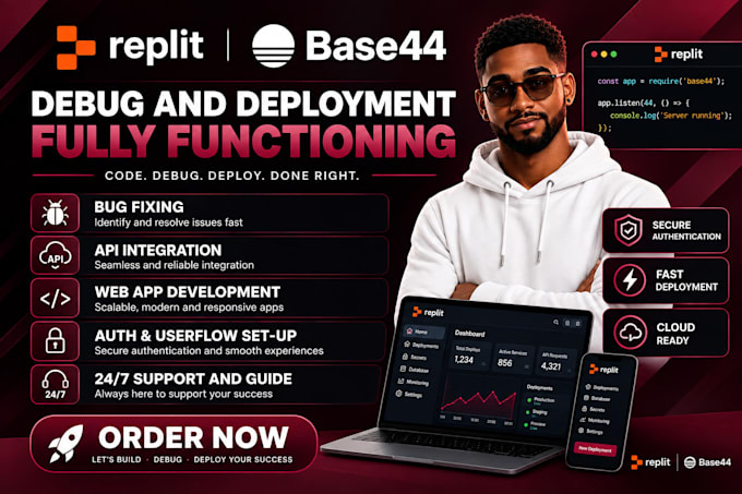 be base44 and replit ai expert, bug fixing integration and deployment