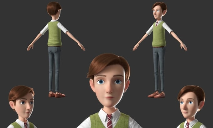 create game ready low poly 3d characters, assets, rigging and animation