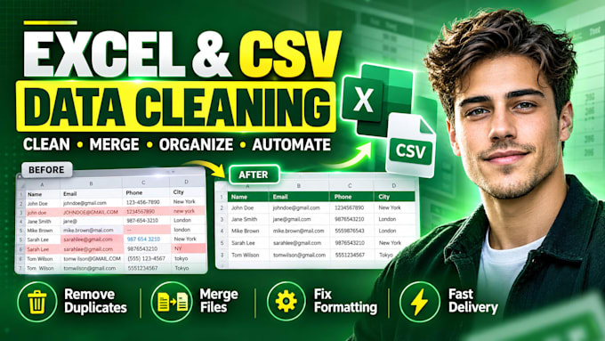 clean merge organize and automate excel and CSV data