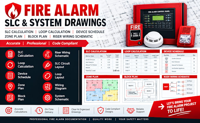 fire alarm slc calculation loop device schedule zone plan