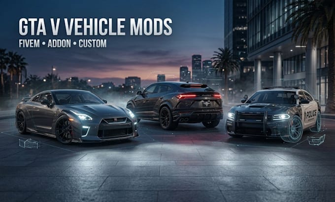 custom fivem car model, gta 5 vehicle mod, addon car, rc car 3d modeling