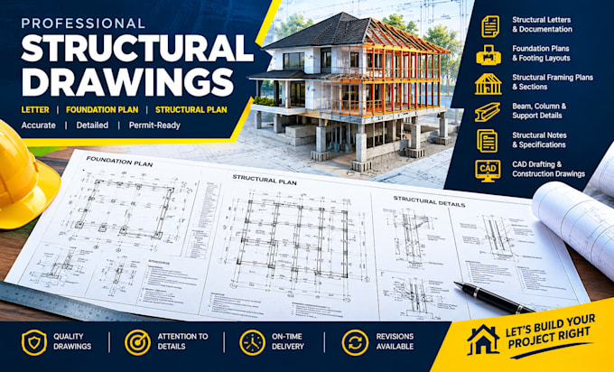 do structural letter design drawing, foundation plan structural plan for permit