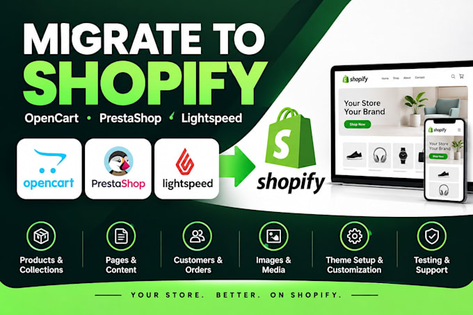 migrate copy clone opencart prestashop lightspeed website to shopify website
