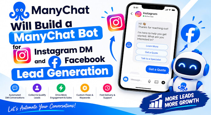 build a manychat bot for instagram dm and facebook lead generation