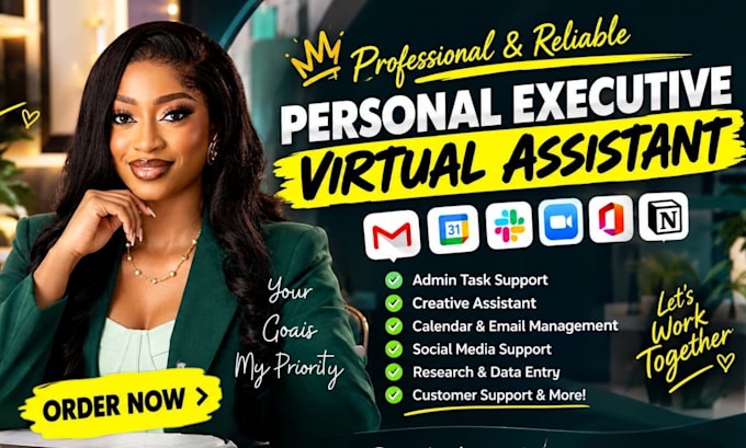 personal executive virtual assistant creative assistant admin task support VA