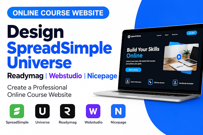 design spreadsimple universe readymag webstudio nicepage online course website