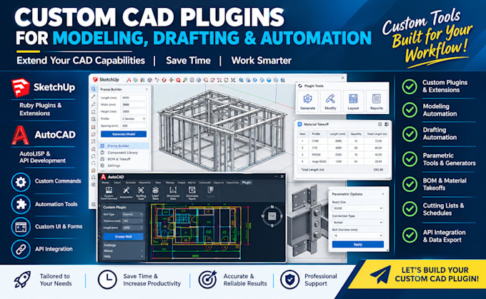develop custom cad plugins for modeling, drafting and automation