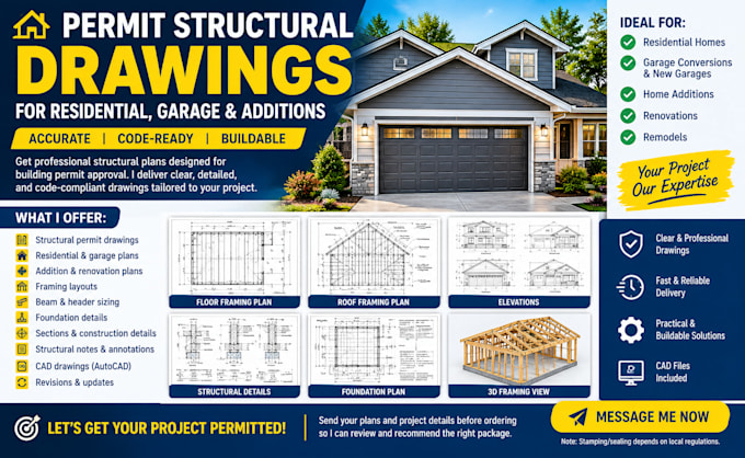 permit structural drawings for residential garage, beam calculation