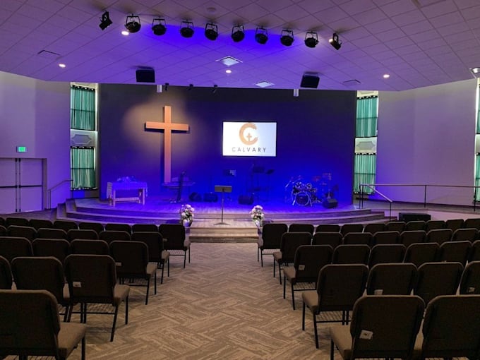 create custom architectural 3d church interior design with ligthing materials