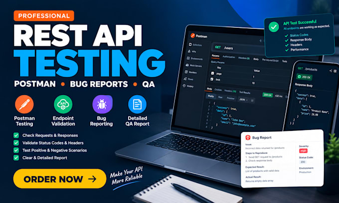 test your rest API using postman and provide a detailed report