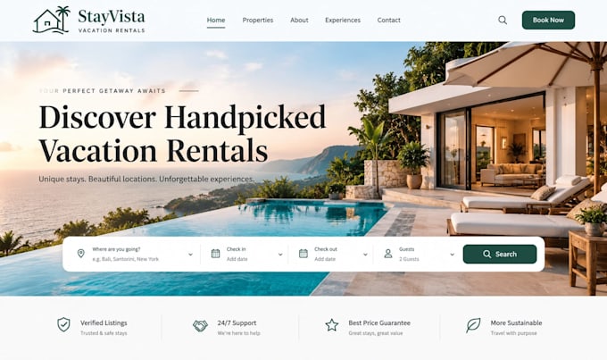 create an airbnb vacation rental booking website