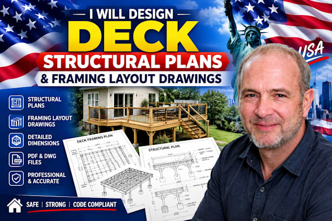 design deck structural plans and framing layout drawings
