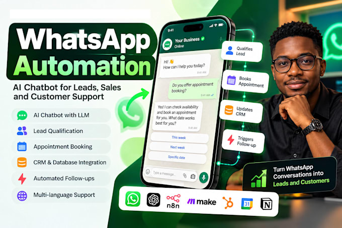 build whatsapp automation, chatbot, whatsapp API and CRM integration