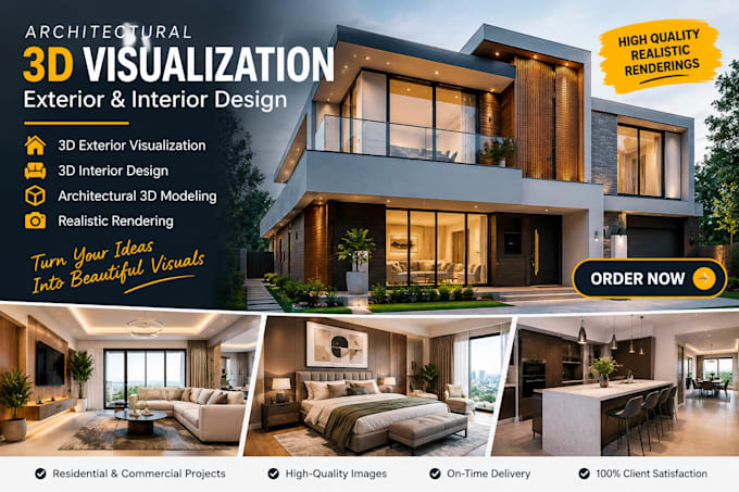 create architect interior, exterior, 3d modeling, rendering visualization