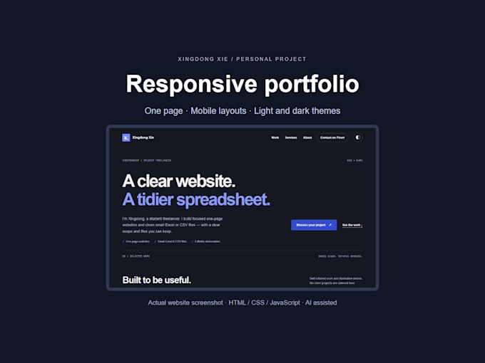 build a responsive one page website or personal portfolio