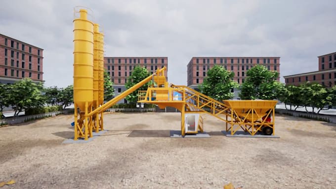 create 3d industrial animation concrete batching plant process machinery video