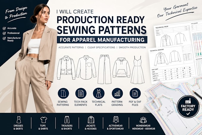 create production ready sewing patterns for apparel manufacturing