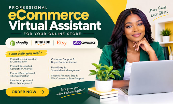 be your ecommerce virtual assistant for shopify amazon etsy store support