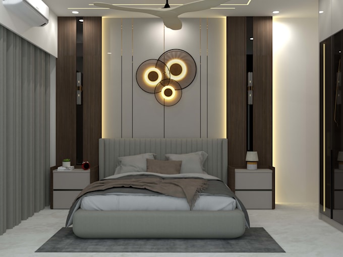 do luxury 3d interior design and rendering for bedroom living room kitchen