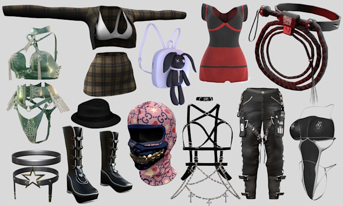 create custom vrchat outfits, props, accessories, weapons and avatar assets
