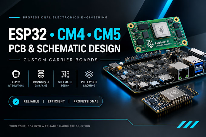 design pcb and schematic for esp32, cm4, cm5 carrier boards