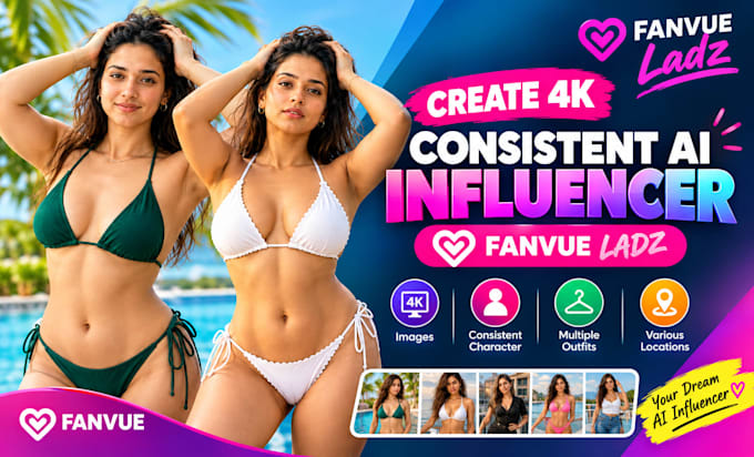 create 4k consistent ai influencer fanvue from scratch ai model, ai character,