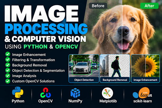 develop image processing, opencv and computer vision in python