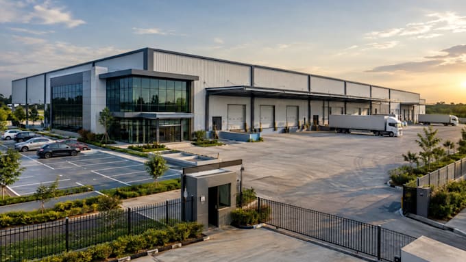 3d warehouse design, factory, industrial building modeling