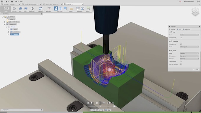 generate g code for machine with cnc programing and axis tools in fusion 360