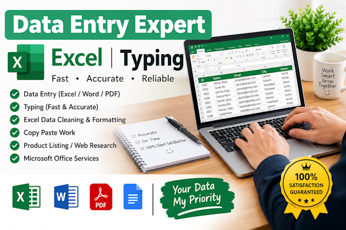 do data entry, excel data entry, typing work