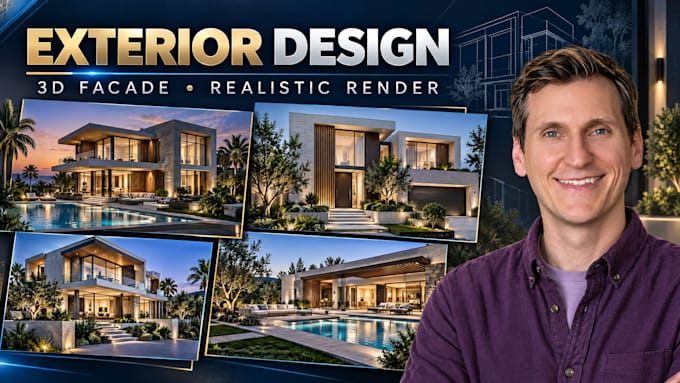 design your house exterior facade with realistic 3d rendering
