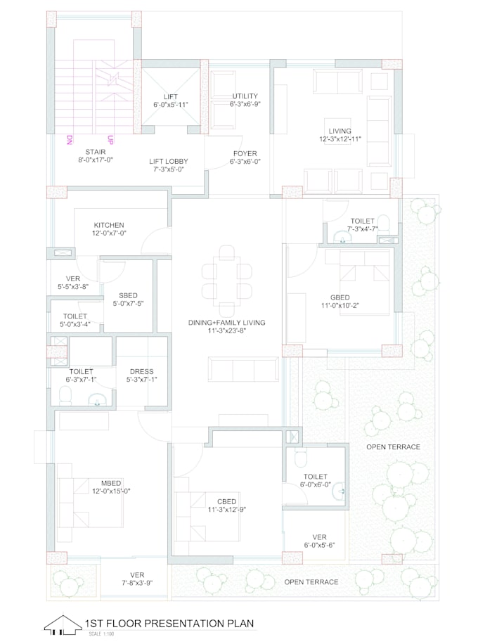 do 2d architectural drafting and floor plan in autocad