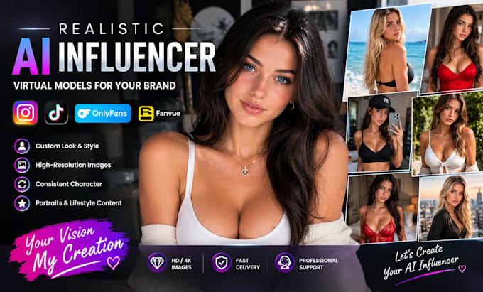 do super realistic ai influencer model for you that go viral