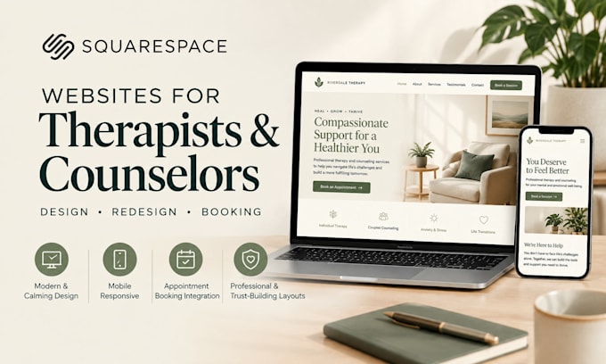 design a professional squarespace website for therapists and counselors