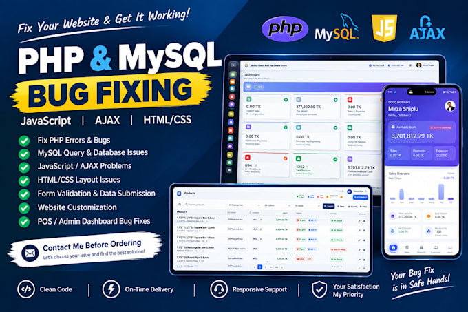 fix PHP mysql javascript and ajax bugs