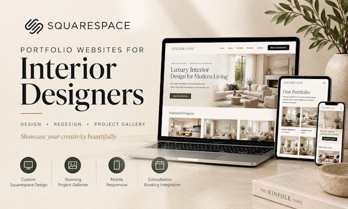 create a stunning squarespace portfolio website for interior designers