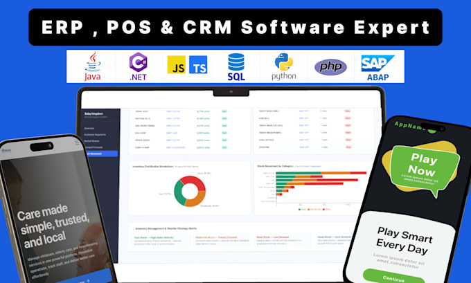 develop custom CRM , erp , pos and saas software