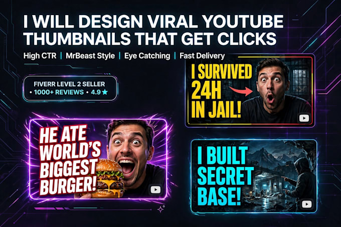 design eye catchy youtube thumbnail in 2 hours