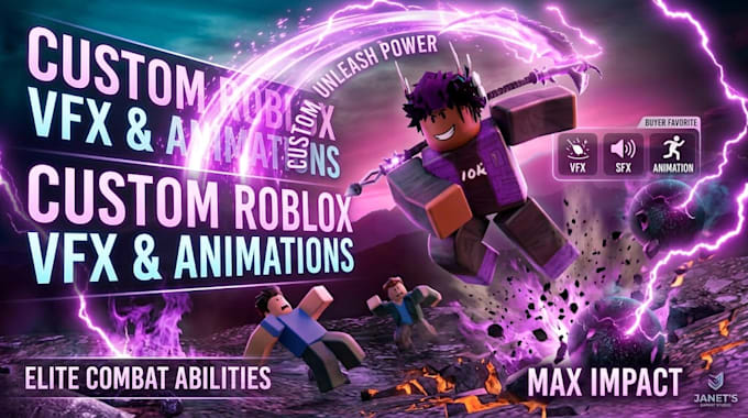 create custom roblox vfx combat ability vfx, and animations
