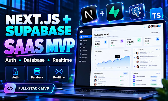 build next js supabase saas mvp with auth database and realtime