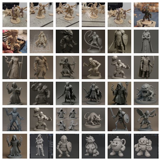 design a custom fantasy miniature for 3d printing or printed