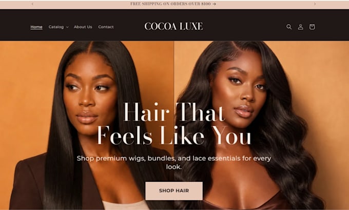 design shopify hair, wigs, bundles, lashes store or website