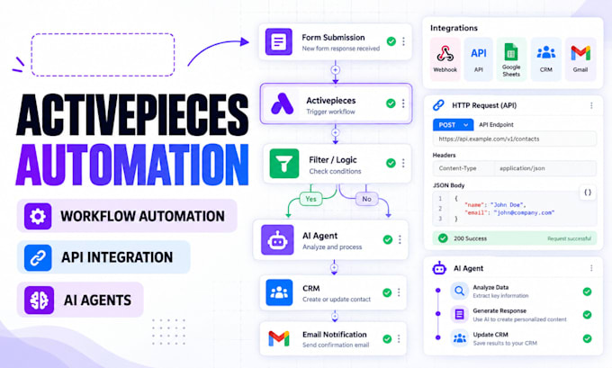 build activepiece workflow automation api integration ai agent webhook hosting